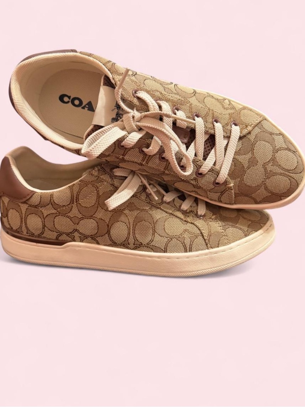 Coach Khaki/Saddle Signature Low-Top Sneakers